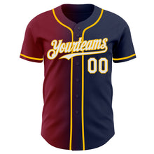 Load image into Gallery viewer, Custom Navy White Crimson-Gold Authentic Gradient Fashion Baseball Jersey