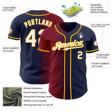 Load image into Gallery viewer, Custom Navy White Crimson-Gold Authentic Gradient Fashion Baseball Jersey