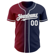 Load image into Gallery viewer, Custom Navy White Crimson-Gray Authentic Gradient Fashion Baseball Jersey