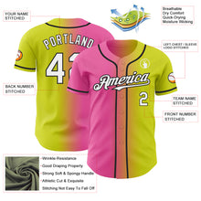 Load image into Gallery viewer, Custom Neon Yellow White Pink-Black Authentic Gradient Fashion Baseball Jersey