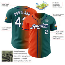 Load image into Gallery viewer, Custom Teal White Orange-Navy Authentic Gradient Fashion Baseball Jersey