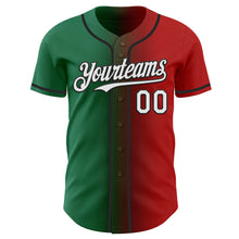 Load image into Gallery viewer, Custom Red White Kelly Green-Black Authentic Gradient Fashion Baseball Jersey
