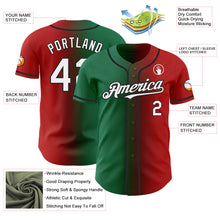 Load image into Gallery viewer, Custom Red White Kelly Green-Black Authentic Gradient Fashion Baseball Jersey