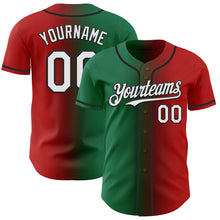 Load image into Gallery viewer, Custom Red White Kelly Green-Black Authentic Gradient Fashion Baseball Jersey