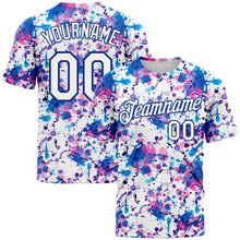 Load image into Gallery viewer, Custom Graffiti Pattern White-Royal 3D Abstract Watercolor Performance T-Shirt