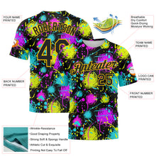 Load image into Gallery viewer, Custom Graffiti Pattern Black-Gold 3D Neon Splatter Performance T-Shirt