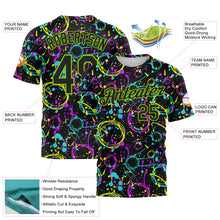Load image into Gallery viewer, Custom Graffiti Pattern Black-Neon Green 3D Neon Splatter Performance T-Shirt