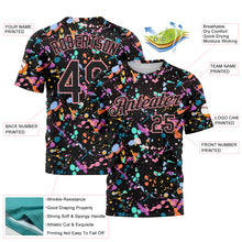 Load image into Gallery viewer, Custom Graffiti Pattern Black-Medium Pink 3D Expressive Splatter Performance T-Shirt