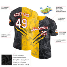 Load image into Gallery viewer, Custom Graffiti Pattern Black Yellow-Red Scratch 3D Performance T-Shirt