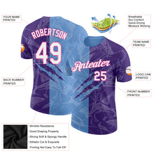 Load image into Gallery viewer, Custom Graffiti Pattern Purple Light Blue-Pink Scratch 3D Performance T-Shirt