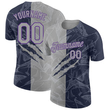 Load image into Gallery viewer, Custom Graffiti Pattern Gray Navy-Purple Scratch 3D Performance T-Shirt