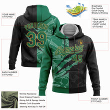 Load image into Gallery viewer, Custom Stitched Graffiti Pattern Black Kelly Green-Old Gold 3D Scratch Sports Pullover Sweatshirt Hoodie