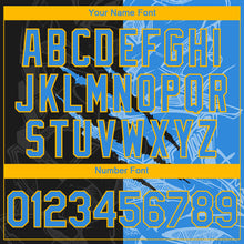 Load image into Gallery viewer, Custom Stitched Graffiti Pattern Black Powder Blue-Gold 3D Scratch Sports Pullover Sweatshirt Hoodie