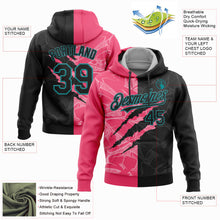 Load image into Gallery viewer, Custom Stitched Graffiti Pattern Black Neon Pink-Teal 3D Scratch Sports Pullover Sweatshirt Hoodie