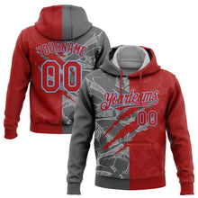 Load image into Gallery viewer, Custom Stitched Graffiti Pattern Red Steel Gray-Light Blue 3D Scratch Sports Pullover Sweatshirt Hoodie