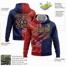 Load image into Gallery viewer, Custom Stitched Graffiti Pattern Navy Red-Gold 3D Scratch Sports Pullover Sweatshirt Hoodie