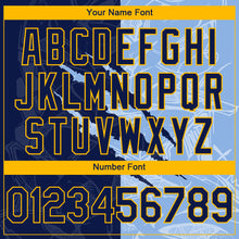 Load image into Gallery viewer, Custom Stitched Graffiti Pattern Navy Light Blue-Gold 3D Scratch Sports Pullover Sweatshirt Hoodie