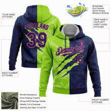 Load image into Gallery viewer, Custom Stitched Graffiti Pattern Navy Neon Green-Pink 3D Scratch Sports Pullover Sweatshirt Hoodie