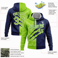 Load image into Gallery viewer, Custom Stitched Graffiti Pattern Neon Green-Navy 3D Scratch Sports Pullover Sweatshirt Hoodie
