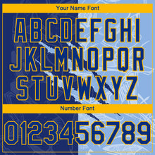 Load image into Gallery viewer, Custom Stitched Graffiti Pattern Royal Light Blue-Gold 3D Scratch Sports Pullover Sweatshirt Hoodie