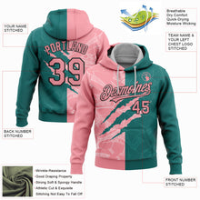 Load image into Gallery viewer, Custom Stitched Graffiti Pattern Medium Pink Teal-Black 3D Scratch Sports Pullover Sweatshirt Hoodie