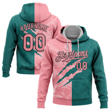 Load image into Gallery viewer, Custom Stitched Graffiti Pattern Medium Pink Teal-Black 3D Scratch Sports Pullover Sweatshirt Hoodie