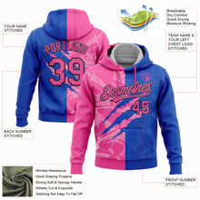 Load image into Gallery viewer, Custom Stitched Graffiti Pattern Pink Thunder Blue-Black 3D Scratch Sports Pullover Sweatshirt Hoodie