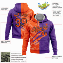 Load image into Gallery viewer, Custom Stitched Graffiti Pattern Orange Purple-Black 3D Scratch Sports Pullover Sweatshirt Hoodie