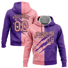 Load image into Gallery viewer, Custom Stitched Graffiti Pattern Medium Pink Purple-Black 3D Scratch Sports Pullover Sweatshirt Hoodie