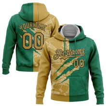 Load image into Gallery viewer, Custom Stitched Graffiti Pattern Old Gold Kelly Green-Black 3D Scratch Sports Pullover Sweatshirt Hoodie