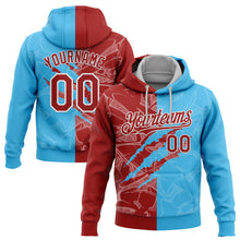Load image into Gallery viewer, Custom Stitched Graffiti Pattern Red Sky Blue-White 3D Scratch Sports Pullover Sweatshirt Hoodie