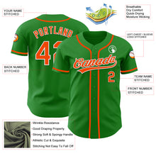 Load image into Gallery viewer, Custom Grass Green Orange-White Authentic Baseball Jersey