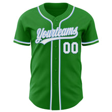 Load image into Gallery viewer, Custom Grass Green White-Light Blue Authentic Baseball Jersey