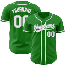 Load image into Gallery viewer, Custom Grass Green White-Gray Authentic Baseball Jersey