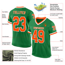 Load image into Gallery viewer, Custom Grass Green Orange-White Mesh Authentic Throwback Football Jersey