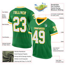 Load image into Gallery viewer, Custom Grass Green White-Gold Mesh Authentic Throwback Football Jersey