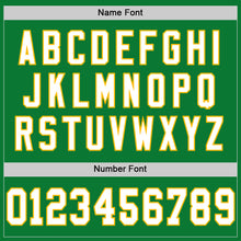 Load image into Gallery viewer, Custom Grass Green White-Gold Mesh Authentic Throwback Football Jersey