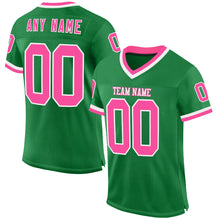 Load image into Gallery viewer, Custom Grass Green Pink-White Mesh Authentic Throwback Football Jersey