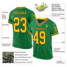 Load image into Gallery viewer, Custom Grass Green Gold-Black Mesh Authentic Throwback Football Jersey