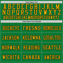 Load image into Gallery viewer, Custom Grass Green Gold-Black Mesh Authentic Throwback Football Jersey