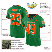 Load image into Gallery viewer, Custom Grass Green Orange-Black Mesh Authentic Throwback Football Jersey