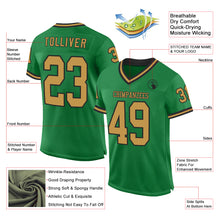 Load image into Gallery viewer, Custom Grass Green Old Gold-Black Mesh Authentic Throwback Football Jersey