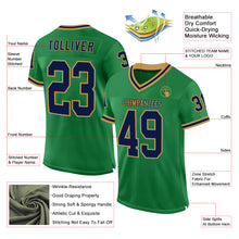 Load image into Gallery viewer, Custom Grass Green Navy-Old Gold Mesh Authentic Throwback Football Jersey