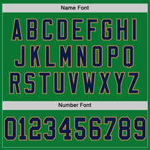 Load image into Gallery viewer, Custom Grass Green Navy-Old Gold Mesh Authentic Throwback Football Jersey