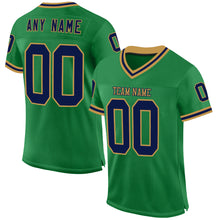 Load image into Gallery viewer, Custom Grass Green Navy-Old Gold Mesh Authentic Throwback Football Jersey