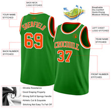 Load image into Gallery viewer, Custom Grass Green Orange-White Authentic Basketball Jersey