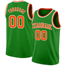 Load image into Gallery viewer, Custom Grass Green Orange-White Authentic Basketball Jersey
