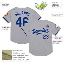 Load image into Gallery viewer, Custom Gray Royal Mesh Authentic Throwback Baseball Jersey