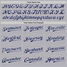 Load image into Gallery viewer, Custom Gray Navy-White Mesh Authentic Throwback Baseball Jersey