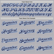 Load image into Gallery viewer, Custom Gray Navy-Light Blue Mesh Authentic Throwback Baseball Jersey